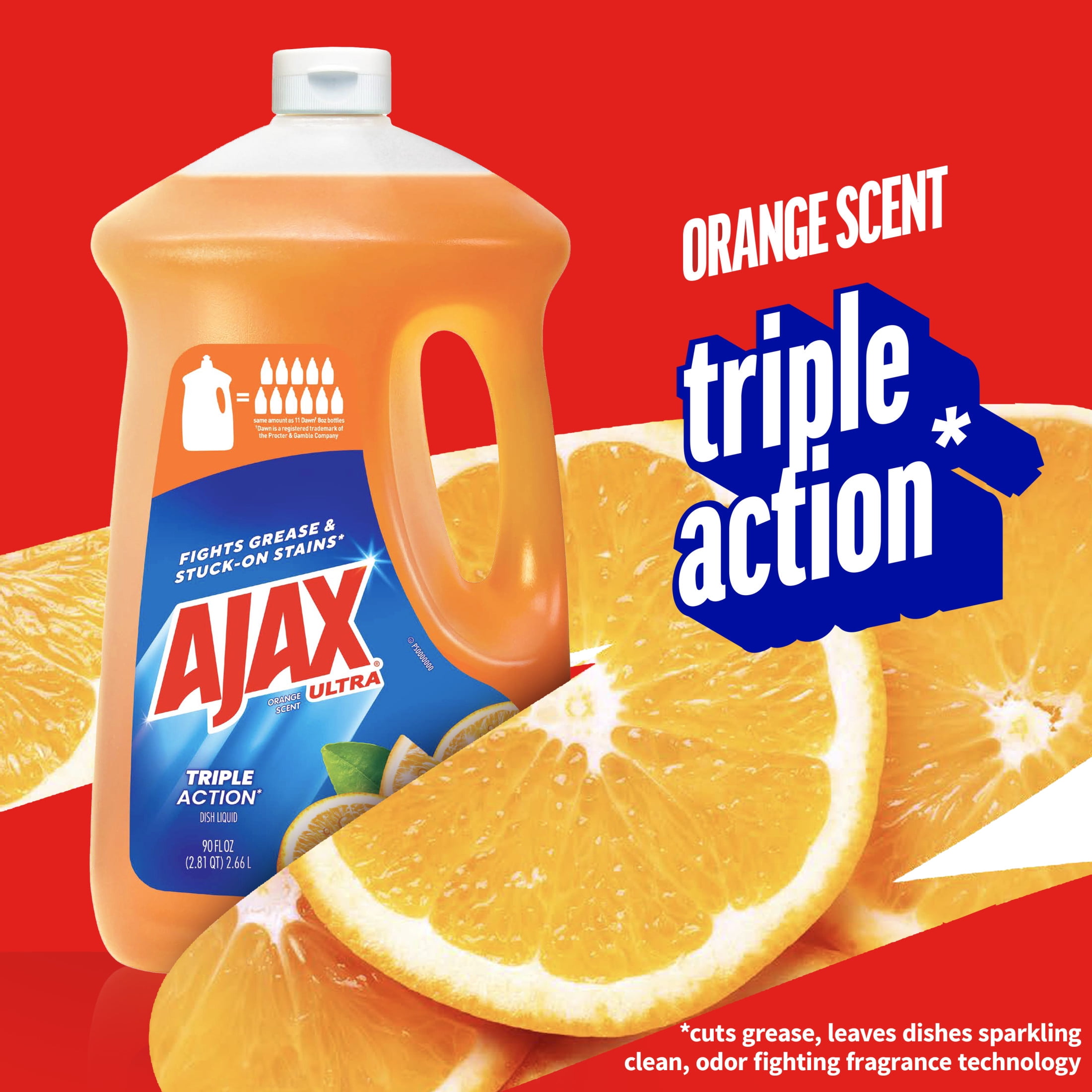 (2 pack) Ajax Ultra Liquid Dish Soap Orange Scent, Triple Action, 90 fl oz Bottle