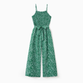 thumbnail image 3 of PatPat Matching Floral Print Green Smocked Strap Jumpsuits for Mommy and Me, 3 of 6