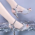 thumbnail image 4 of QQAMB Women's Strappy Sandals Glitter Sandals with Block Heel Open Toe Sandals Shoes, 4 of 8