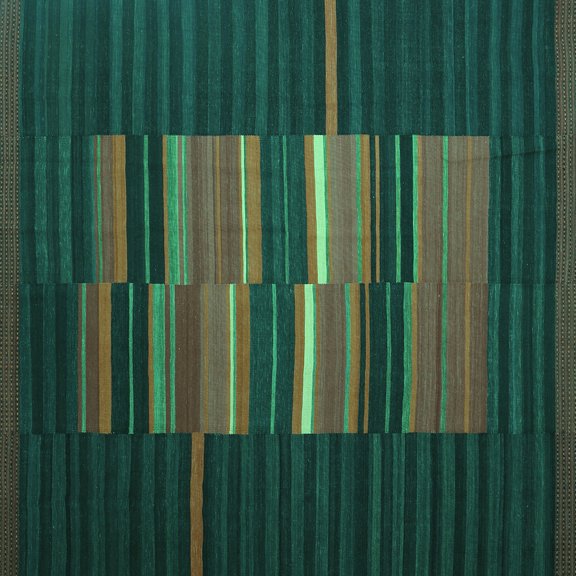 Ahgly Company Indoor Square Abstract Turquoise Blue Contemporary Area Rugs, 3' Square