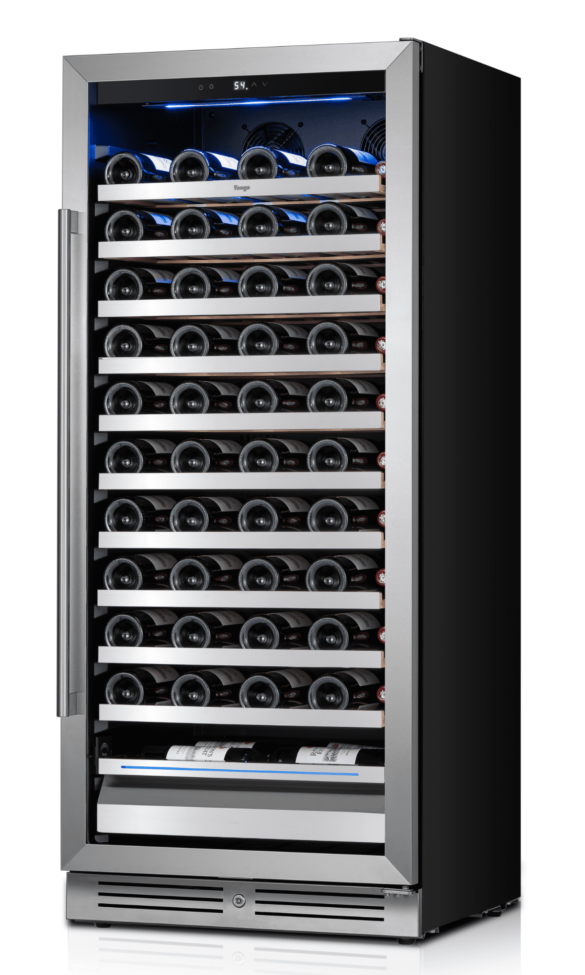 Yeego 24-inch Wine Cooler Refrigerator, 89-Bottle , Stainless Steel,  Dual-Color LED Light, 40°F-65°F Built-in or Freestanding Fridge for Home/Bar/Kitchen