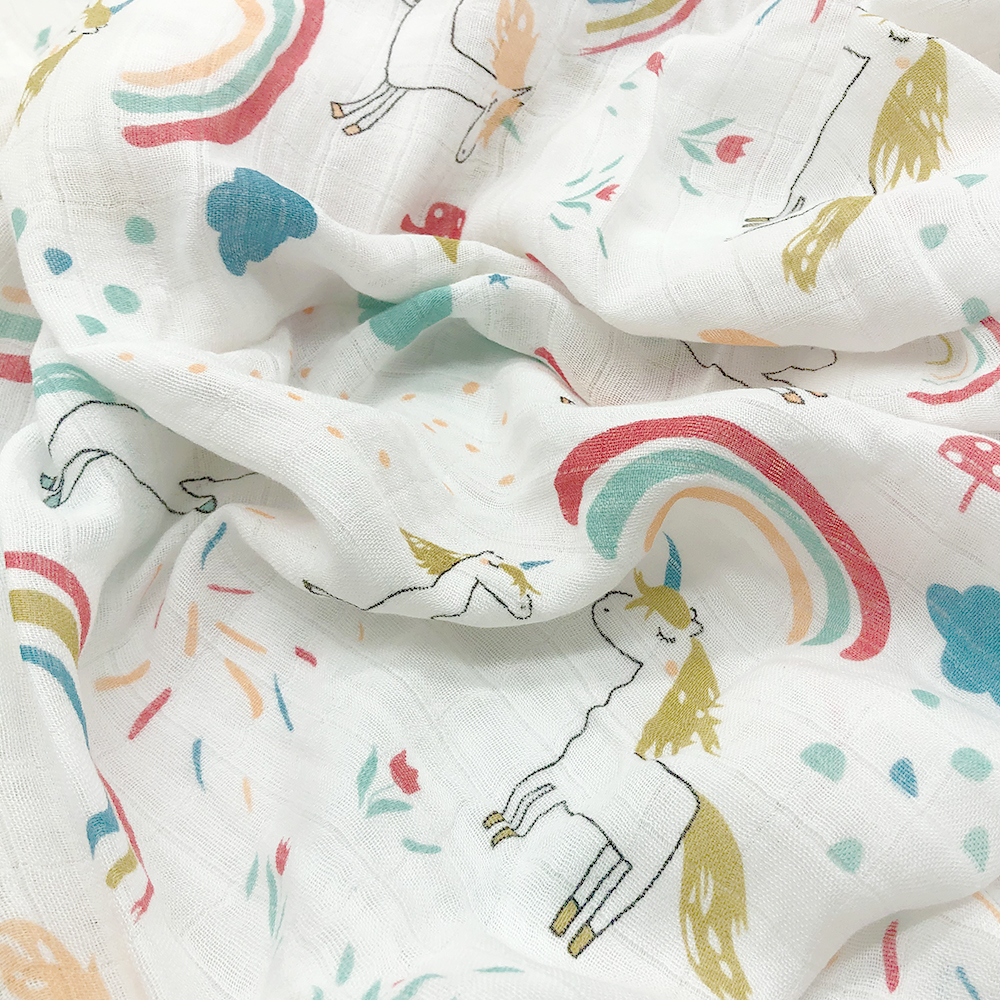 Simple Baby Essentials | Soft Bamboo Muslin Cotton Swaddles - Receiving Blankets | Baby Shower Gift | 3 Pack - Large 47”x47” | Soft Absorbent Breathable | Girl | Light Pink | Unicorn | Flamingo