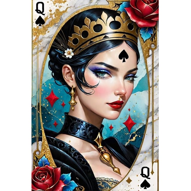 Pintura de diamante 5D DIY taladro redondo completo JQK personaje de póquer arte artesanal 40x60cm