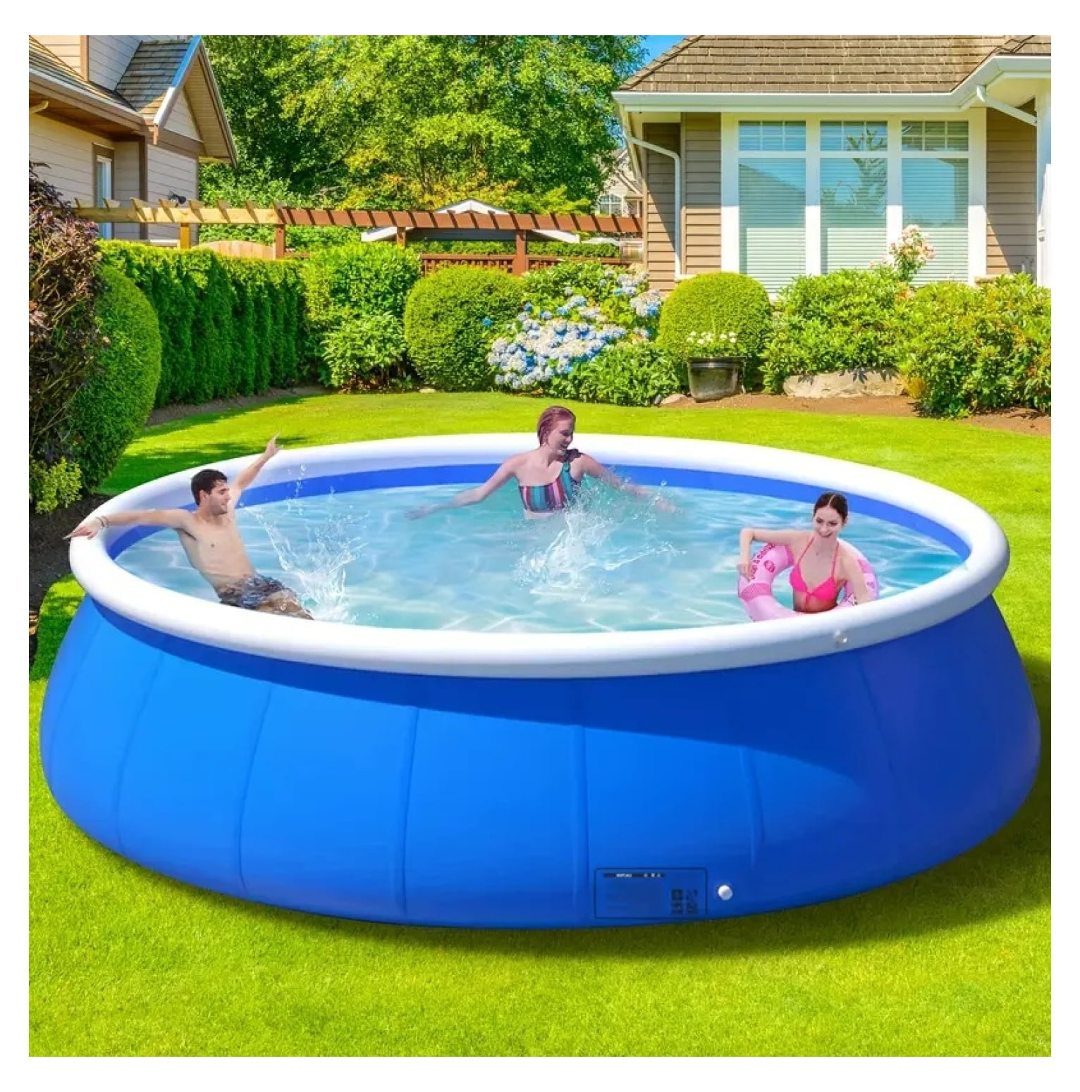 Inflatable Pool 305x76cm, PVC Outdoor Coil Mesh Pool for Garden, 4700L/1200GAL Capacity, Easy Setup & Storage