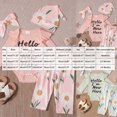 thumbnail image 3 of Toddler Baby Girl 4 Piece Outfit Ribbed Ruffle Long Sleeve Bodysuit Print Pants Bow Headband Hat Set Newborn Kaprioy Girls Clothes Fall Winter, 3 of 8