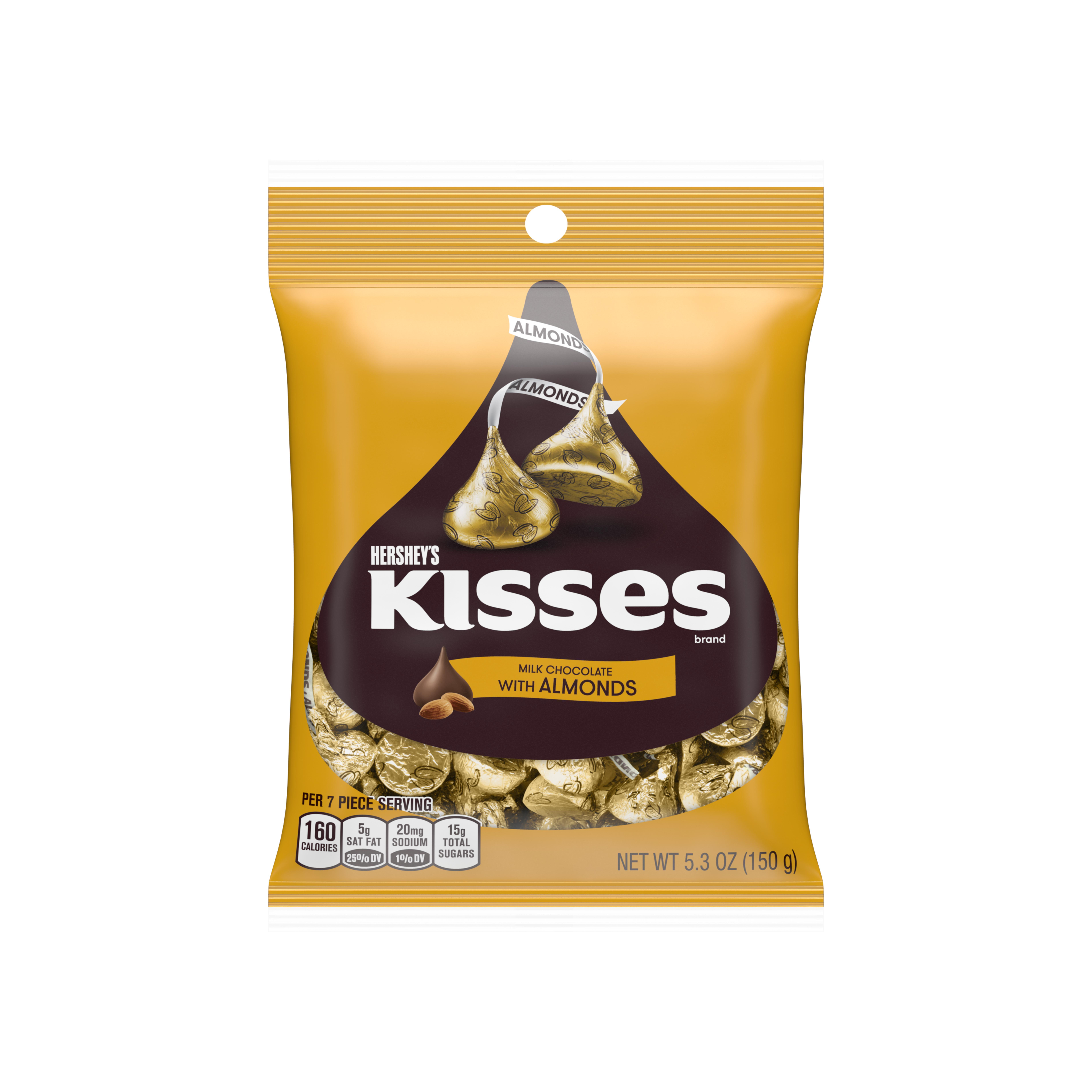 Hershey's Kisses Milk Chocolate, with Almonds, 5.3 Oz ...