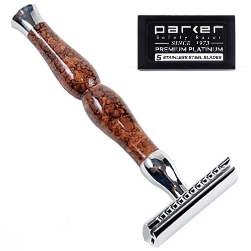 Parker 45R Heavyweight Double Edge Safety Razor & 5 Parker Premium Double Edge Blades