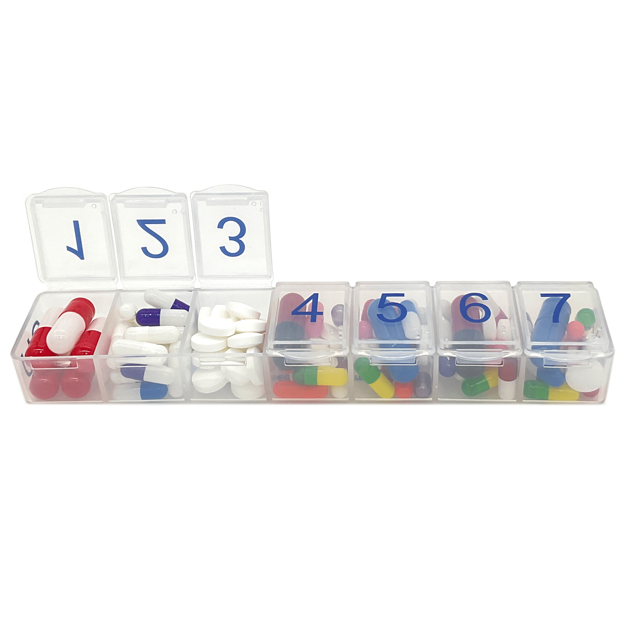 7 Times a Day Weekly Pill Box Organizer Case, Secure 7X Pillbox with M –  Pill Thing