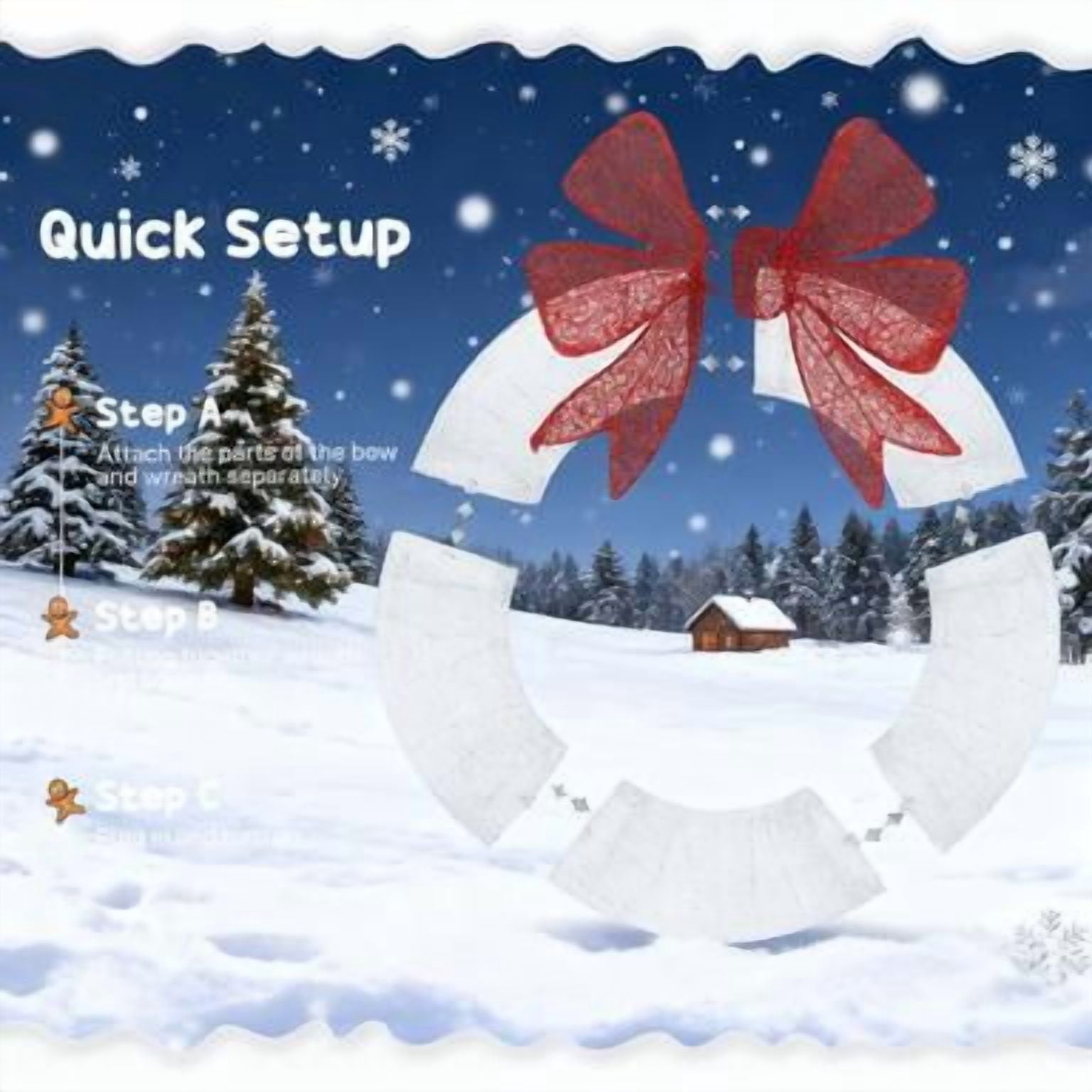 60 Inch Lighted Christmas Wreath with 278 Dual Color LED Lights Remote Timer Outdoor Indoor Decor