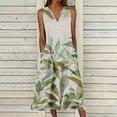 thumbnail image 1 of Estbridge Robes d'Été pour Femmes Décontractées Plissées Amples Évasées Midi pour Femmes Imprimé Floral Longueur Genou Grande Taille Robe Col Ras du Cou Manches Courtes Robe d'Invitée de Mariage Économies d'Été Liquidation, 1 of 5