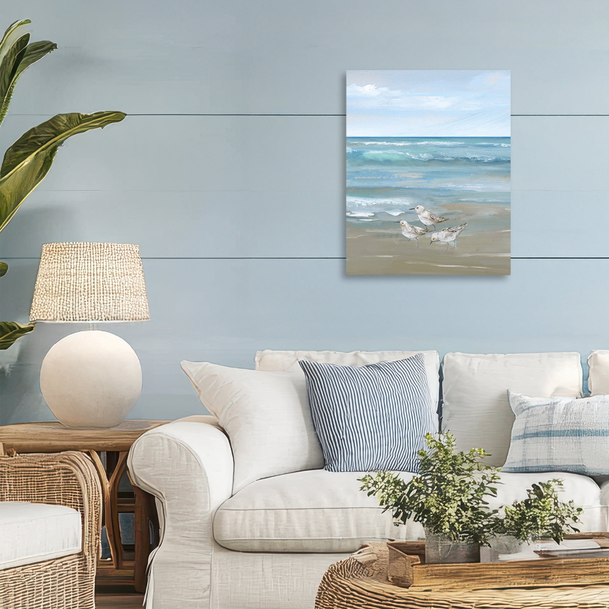 Stupell Industries Sanderlings on Gentle Waves Canvas Wall Art, design by Nan