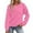 Pink, variant on Ladies Autumn Winter O Neck Solid Color Pullover Sweatshirt