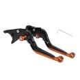 thumbnail image 1 of Palancas de freno y embrague cortas y largas para Yamaha YZF R1 02-03, palanca de freno ajustable en 6 posiciones, aleación de aluminio, mango negro con extremo naranja, 1 of 6
