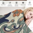 thumbnail image 3 of RUIYC Paisley Fuzzy BlanketKids Bohemian Exotic Style Flannel Throw Blanket Boho Paisley Print All Season Bed Blanket for Sofa Couch Room Indian Style Navy Blue Yellow Plush Blanket White, 3 of 6