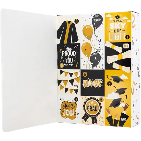Graduation 12 Days of Surprises Advent Calendar Box, Congrats Grad Gift Box for Him Her, 12 Compartments Graduation Countdown Gift Box with Inspirational Quotes for High School College Graduates