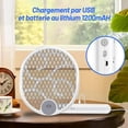 thumbnail image 2 of Raqueta eléctrica para insectos, raqueta eléctrica para mosquitos de 3000 V, matamoscas eléctrico, recargable por USB, con protección de malla de 3 capas, soporte de pared para uso en interiores o exteriores Rojo Verde, 2 of 5