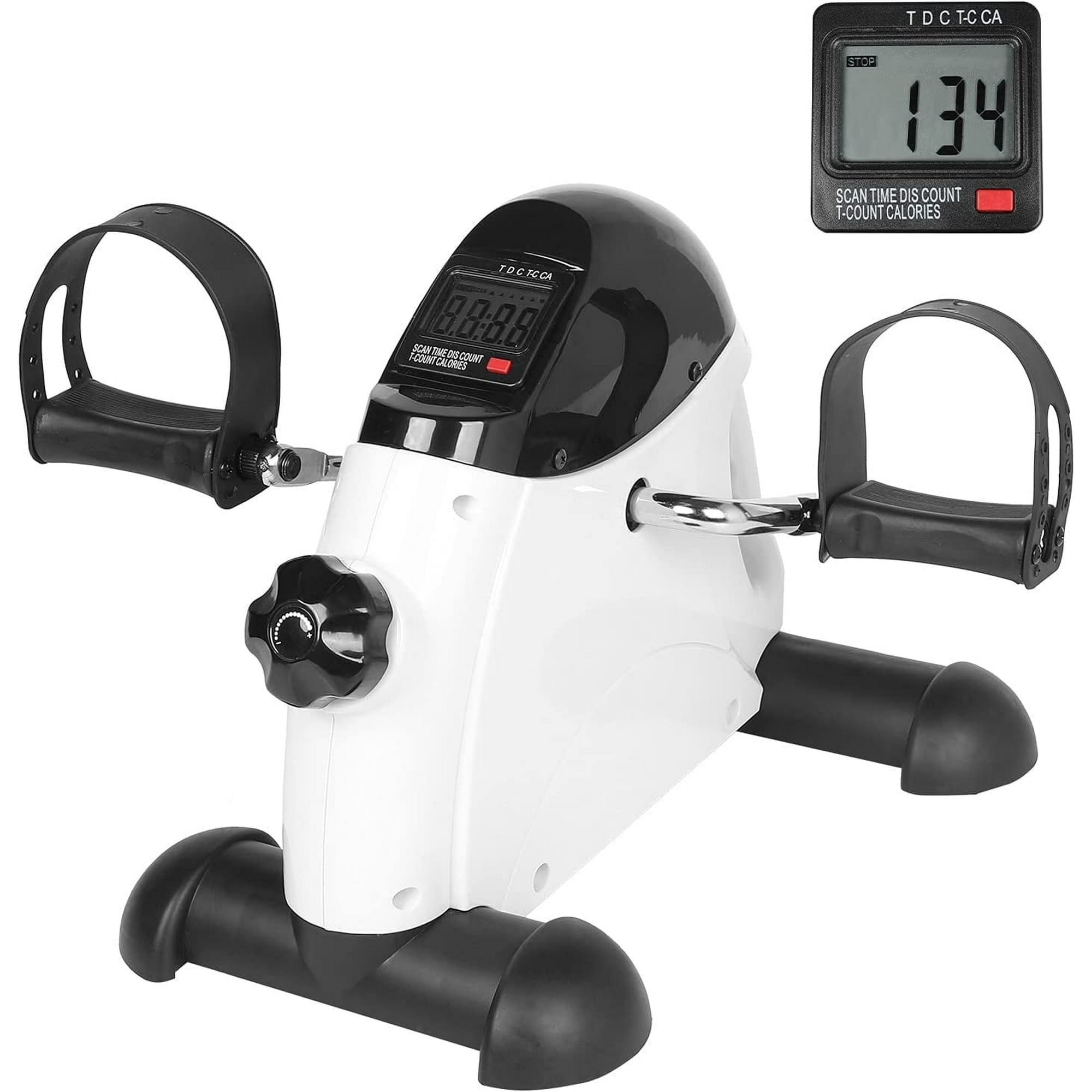 VIVIJASON Pedal Exerciser - Folding Portable Exercise Peddler - Under Desk Mini Exercise Bike for Arm/Leg Workout - Adjustable Fitness Rehab Equipment for Elderly Seniors with LCD Display