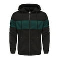 thumbnail image 1 of Pisexur Mens Winter Jacket Man Color Match Drawstring Zipper Pockets Hooded Coat Mens Winter Coat Windbreaker Jacket Warming Jacket, 1 of 3