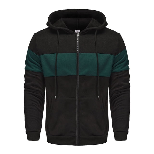 Pisexur Mens Winter Jacket Man Color Match Drawstring Zipper Pockets Hooded Coat Mens Winter Coat Windbreaker Jacket Warming Jacket