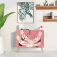 thumbnail image 2 of PixonSign Sideboard Buffet Cabinet, Kitchen Storage Cabinet with 2 Doors, Colorful Chinese Crane Bird Pattern, Cupboard Console Table for Dining Room - 35" L x 18" W x 29" H, 2 of 5