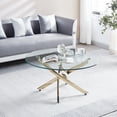 thumbnail image 2 of Modern Round Tempered Glass Coffee Table with Chrome Legs Gold, 2 of 5