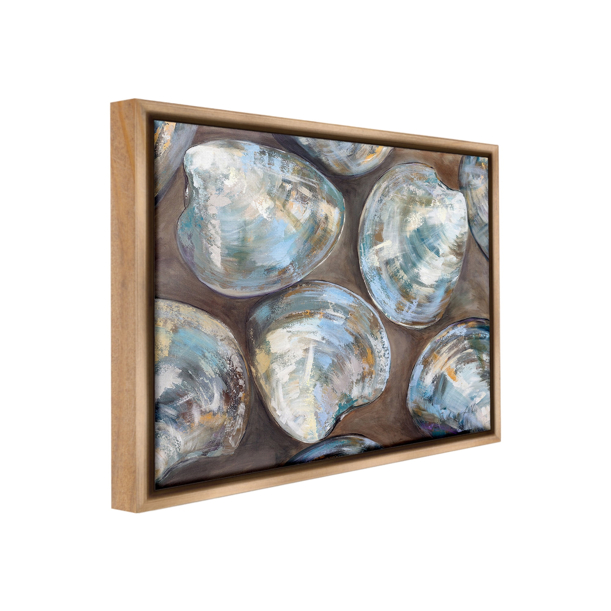 Stupell Industries Clam Shell Pattern Animals & Insects Painting Brown Floater Framed Canvas Art Print Wall Art, 31 x 25