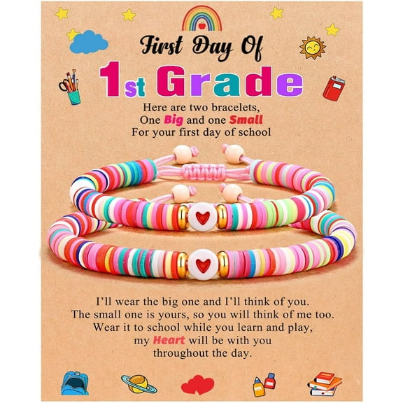 First Day of Preschool/Kindergarten/1st Grade/2nd Grade/School Gift, Back to School Bracelet Mommy and Me Dad and Son