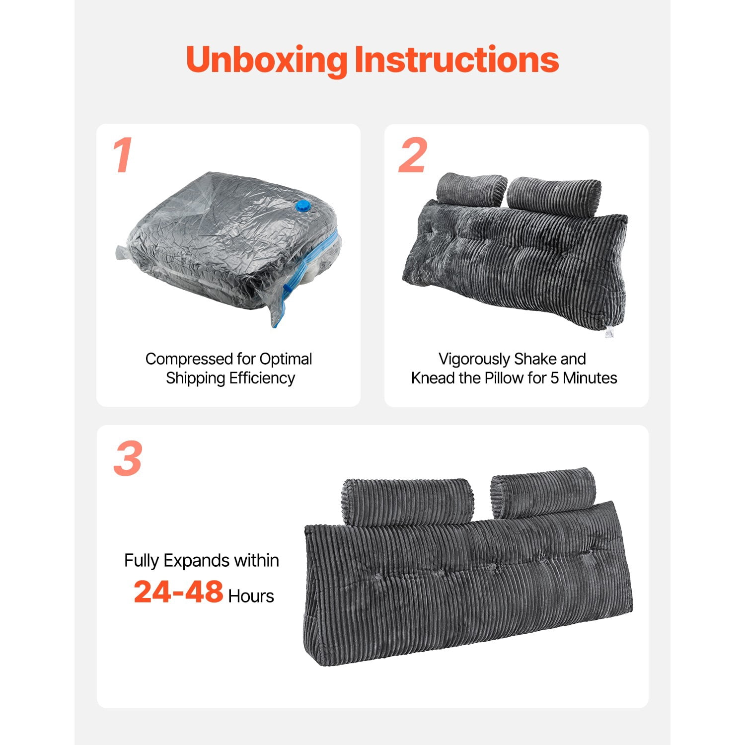 ZYPPP Headboard Pillow Queen Wedge Headboard Pillow with 2 Pockets & Headrests