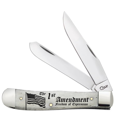 Case XX Knives Trapper 1st Amendment Natural Bone Pocket Knife