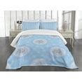 thumbnail image 3 of Ambesonne Floral Quilted Bedspread Set 3 Pcs, Spring Romantic Design, King Size, Sky Blue White, 3 of 5