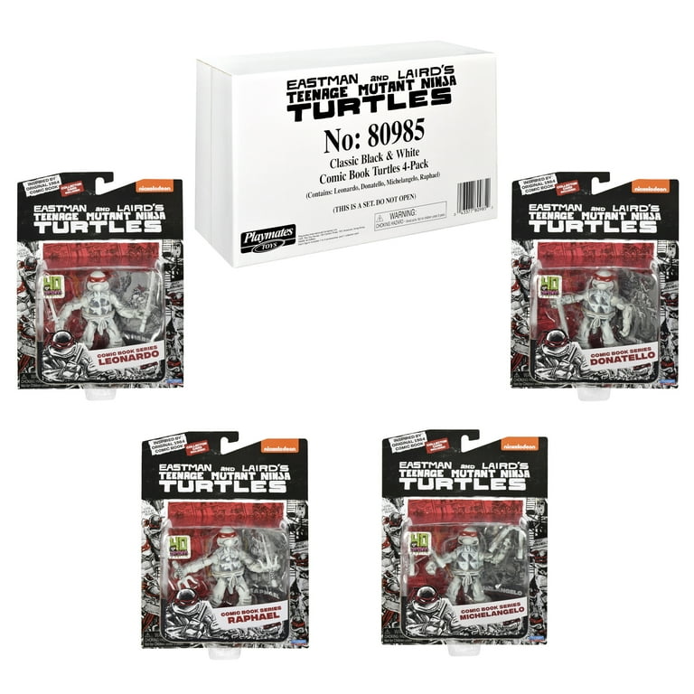 Teenage Mutant Ninja Turtles 4 pack SIOC with Black and White