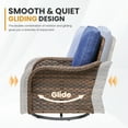 thumbnail image 4 of Gymojoy 5 Piece Patio Furniture Sets Wicker 3 Seats Sofa with Swivel Gliders High Back Rocking Chairs and Ottomans Outdoor Conversation Set Blue Cushions, 4 of 10