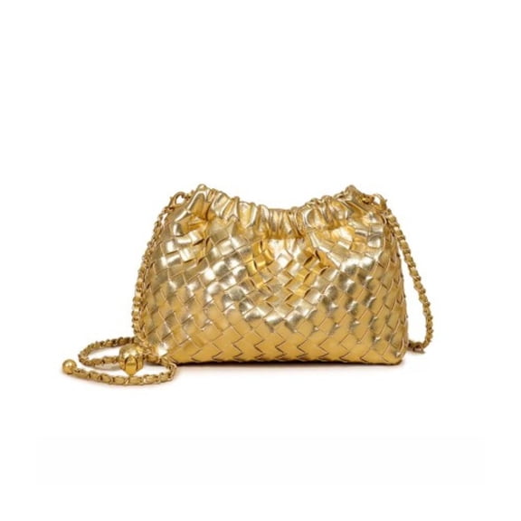 Small Woven Crossbody Bag with adjustable Chain Strap
