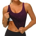 thumbnail image 4 of Haiem Dark Purple Glitter Pattern Womens Sports Bra - U Neck Padded Low Impact Yoga Bra Workout Crop Top Gym Moisture-Wicking Workout Vest -, 4 of 9