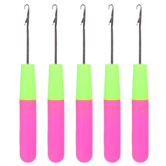 M Buder 5 Pieces Crochet Latch Hook Needles Hair Extension Tool Kit for Micro Braids, Dreadlocks Maintenance and Wig Making, Medium Size Smooth Hair Braiding Crafts Skill Accessories (5.5mm / 0.2in)