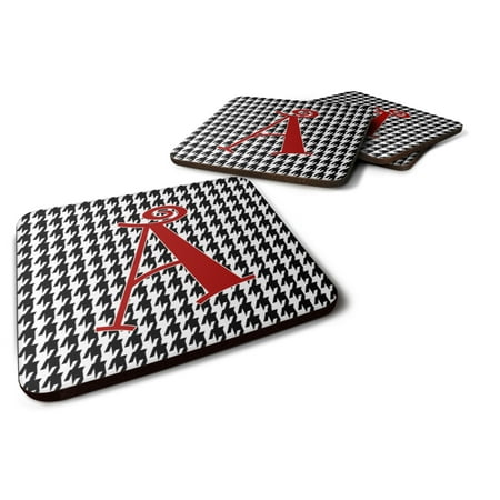 

Carolines Treasures CJ1035-AFC Letter A Monogram - Black White Houndstooth Foam Coaster Set of 4 3 1/2 x 3 1/2