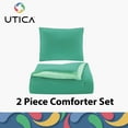 thumbnail image 2 of Green 2-Piece Reversible Comforter Set, Recycled Microfiber Bedding, Twin/Twin XL, by Utica, 2 of 9