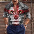 thumbnail image 1 of TIMIFIS Men's Shirts Cross Long Sleeve Button Down Shirts Cross Print Casua Shirts Top-RedFall, 1 of 5
