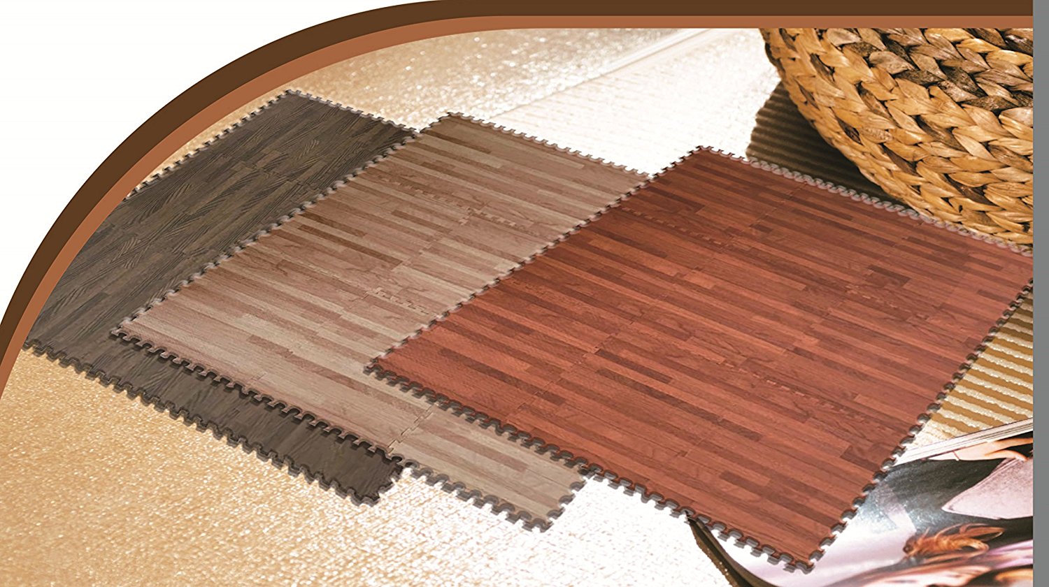 ll For You 9PC Foam Floor Mat Foam Printed Wood Grain, Interlocking