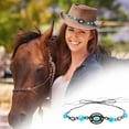 thumbnail image 2 of Cowboy Hat Bands Western Leather Turquoise Beaded Accessories for Men Women Bohemian Style Handmade Adjustable Belt, 2 of 6
