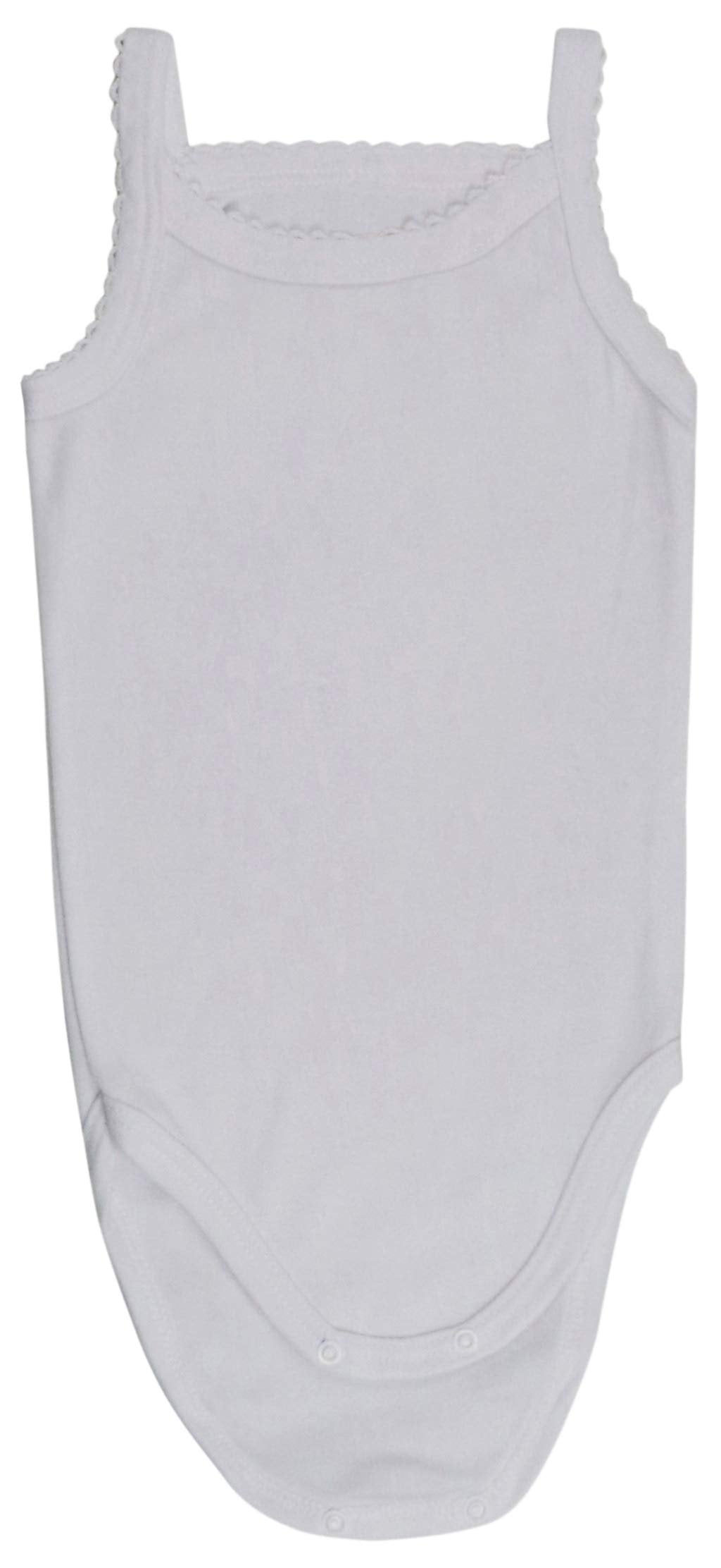 ToBeInStyle Girls' Pack of 4 Ultra-Soft Cotton Spaghetti Strap Baby Bodysuits w/ Ruffle Trim - White - 2 Years Old