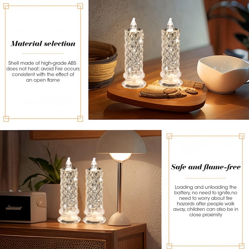 Rose Shadow LED Flameless Candles, 4PCS Romantic Battery Operated Candles Led Pillar Candles for Valentines