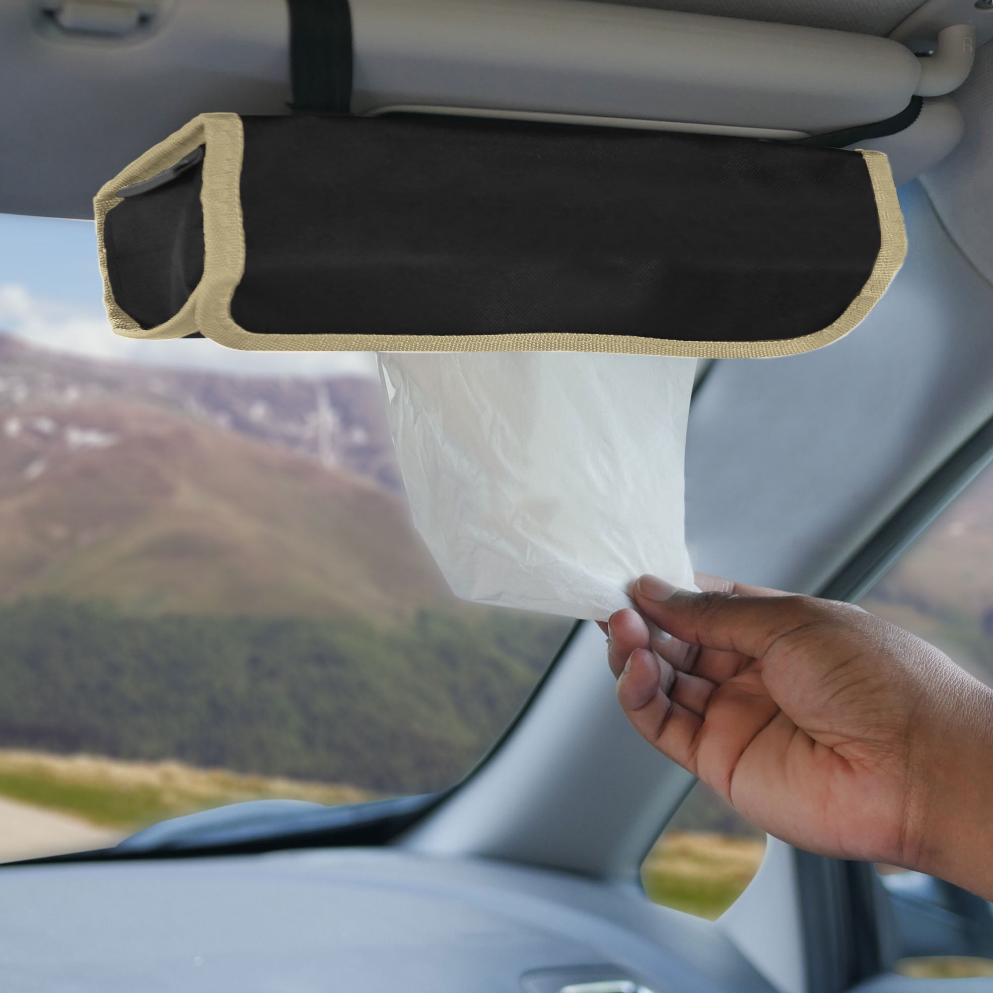 FH Group Car Visor Tissue Holder with 2 Packs of Tissues - Black