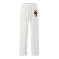 thumbnail image 3 of WTXUE Linen Pants Women Summer, Pantalones De Mujer Womens Printing Casual Loose Pants with Pockets Elastic High Waist Paper Bag Pants Linen Pants, Full-Length, 4-White, 3 of 4