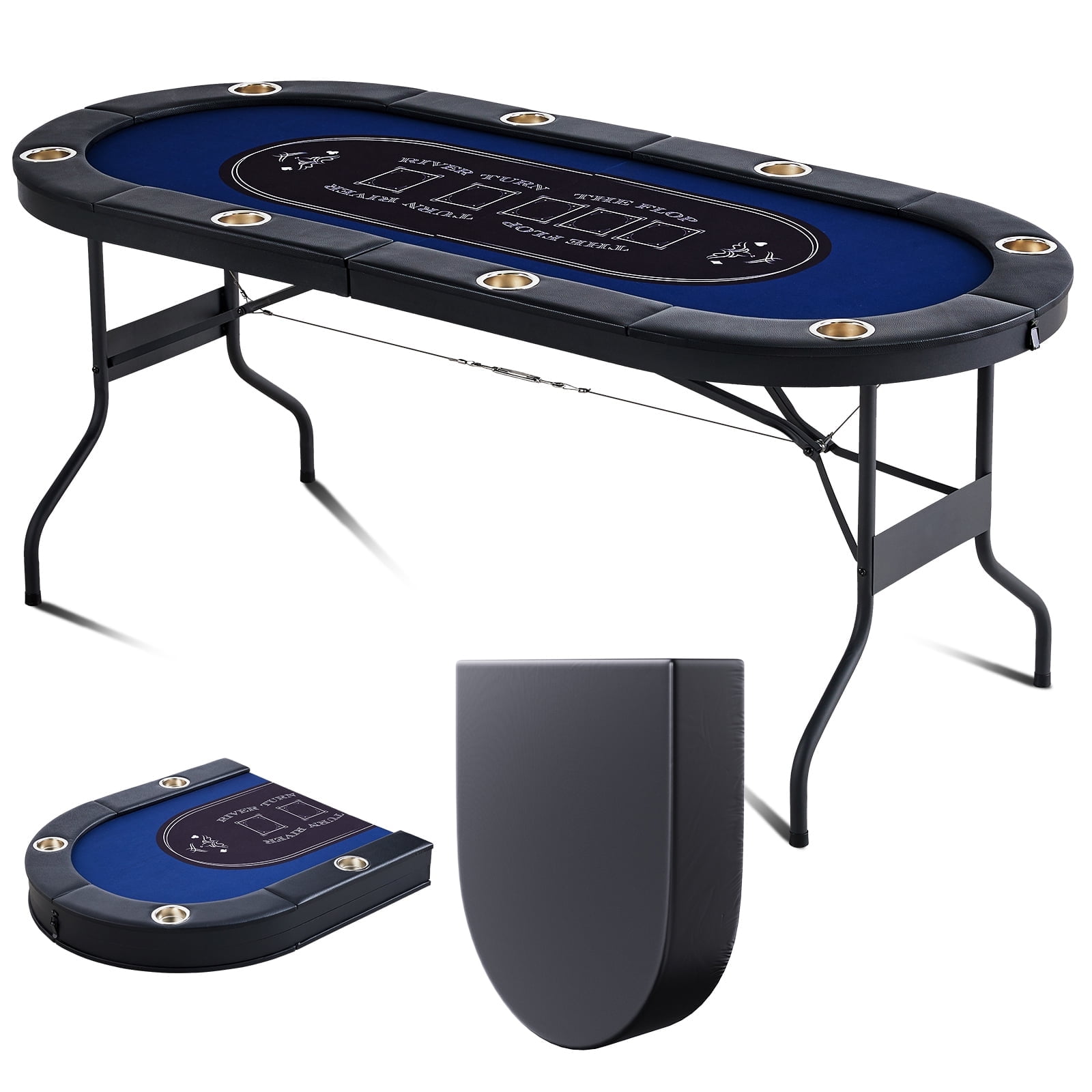 Barrington 10 Player Folding Poker Table with Steel Cup