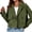 Army green, variant on Double Breasted Women Solid Color Lapel Trench Coat Cropped Jacket