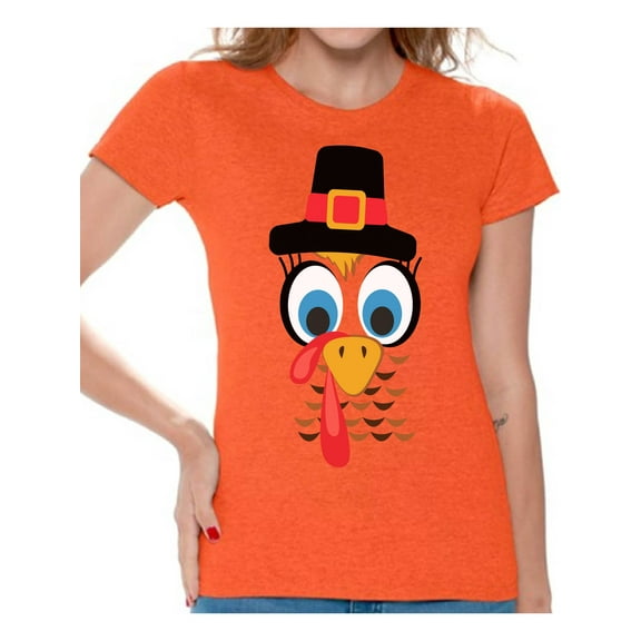 Awkward Styles Turkey Shirt for Women Thanksgiving Turkey Face T-Shirt