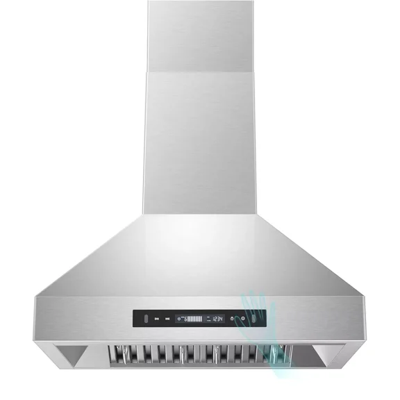 JOEAONZ Wall Mounted Range Hood 30" Kitchen Vent 900 CFM Duct Convertible Touch Control 9 Speed 120V