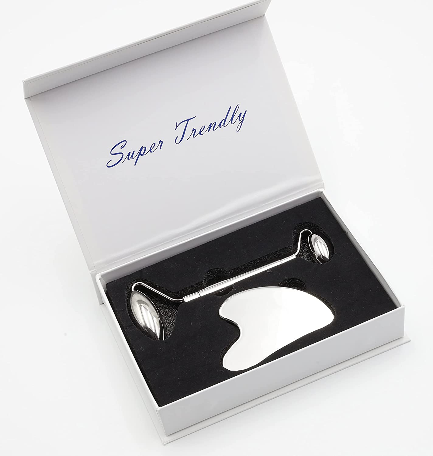 Super Trendly Stainless Steel Face Roller, Gua Sha Fascial Massage Tool and Stainless Steel