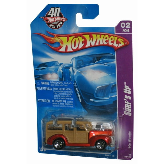Hot Wheels Team Surf's Up 2/4 '40s Woodie Toy Car 118/196 - (Dented Plastic)
